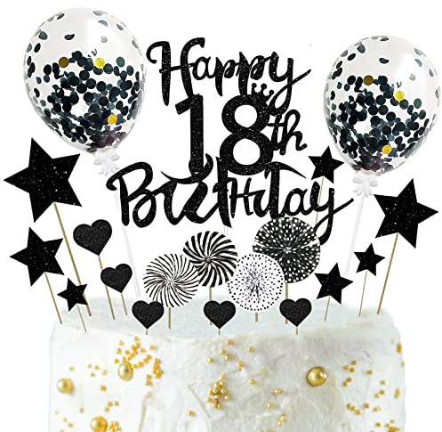 Decoration Gateau Anniversaire 18 ans, 24 Pièces Joyeux Anniversaire 18 ans Cake Topper, Deco Gateau d'anniversaire 18 ans, Happy Birthday Cake Decoration pour Garçon et Fille