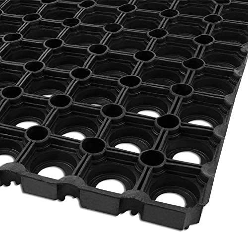 etm - Octodoor - Caillebotis en Caoutchouc de Haute Qualité - Dalles Caoutchouc Nid d'abeille - Protection Optimale pour Aires de Jeux et Jardins - Épaisseur de 23 mm - Noir, Tapis 100 x 350 cm