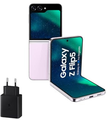 Samsung Galaxy Z Flip5, 512 GB + Cargador 45W - Teléfono Móvil Plegable con IA, Smartphone Android Libre, 8GB de RAM, Diseño Plegable, Rosa claro (Versión Española)