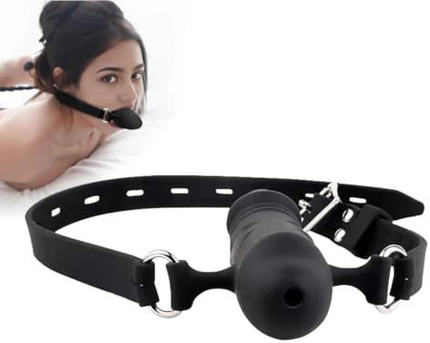 Cock Gag, Double-Cock Realistic Penis Gag, Ball Gag with Adjustable Strap, Restraint Training Mouth Gag, Beginner Bondage Gags, Silicone Dildo Mouth Gag with Ball, BDSM Fetish Slave Gag Sex Toy