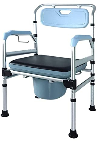Fogmiea Toilettenstuhl,Höhenverstellbar Nachtstuhl,Rutschfest WC-Stuhl Eimer,Duschstuhl mit Armlehne Rückenlehne,mit Deckel, für Senioren Behinderte und Schwangere