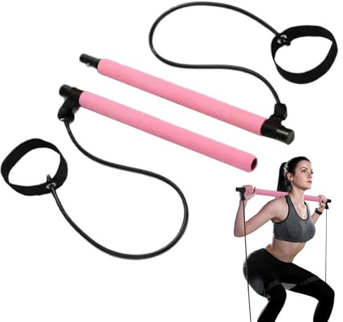 Kit de barra de pilates, banda de resistencia para ejercicios de pilates, kit de barra de pilates portátil con bucle para el pie, barra de resistencia para hombres y mujeres, barra de ejercicio de