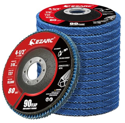 EZARC Flap Discs 115mm,80 Grit High-Density Jumbo Zirconia Flap Sanding Disc Type 27 for Sanding, Sanding Discs for Angle Grinder, Rust Removal, Finishing, Grinding, Deburring (12 Pack)