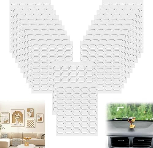 Caldamn Lot de 800 pastilles adhésives double face transparentes - 13 x 8 mm - Pastilles adhésives amovibles - Transparent - Petits points de colle - Double face - Sans trace - Extensible - Pour la