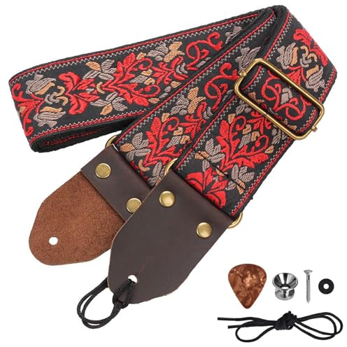 Electric Guitar Strap with Leather-Ended Adjustable Nylon Belt, Personalized Checkerboard Design for Acoustic Instruments