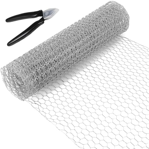 Chicken Wire, Chicken Wire Meshs 200x35cm/79x14 '' Chicken Wire Mesh Roll Wire Mesh Rolls with Cutting Pliers and Gloves for Crafts and Gardening