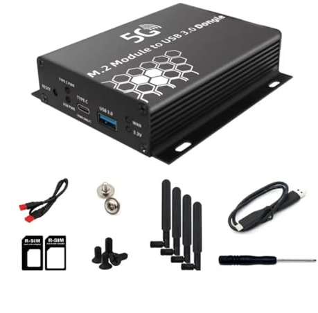 Aboiled Adattatore wireless USB 3.0 a NGFF M.2 B-Key 1 slot per scheda SIM, 4 antenne e alloggiamento con USB per modem 5G 4G LTE WWAN