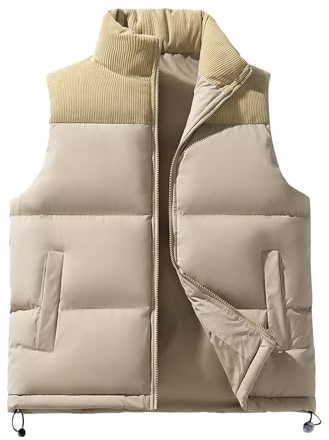 Genérico Chaleco Hombre Acolchado, Chaleco Cuello Alto Hombre con Bolsillos Y Cremallera Cálido Invierno Chaqueta Sin Mangas Clásica Cuello Alto Chaleco De Plumas para Actividades Al Aire Libre