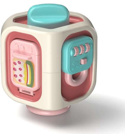 Spiritzohic Activity Cube Baby Toys, Montessori Toys for Baby Girl 6-in-1 Educational Sensory Busy Cube Travel Sensory Cube for Toddlers 1-3 Learning Fine Motor Skills Birthday Gift for Kids (Pink)
