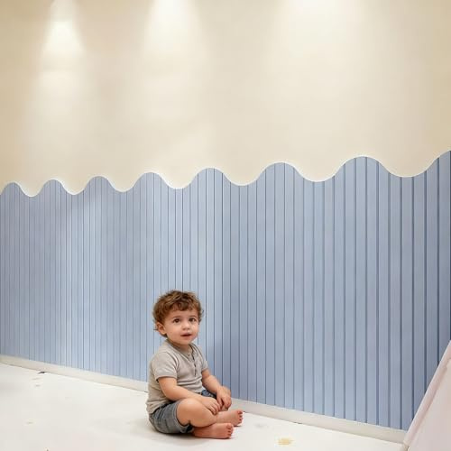 Felt Wall Panels Anti-Collision Wall Cushions, Padded 3d Wall Covering with Foam Wall Cushions for Wall Protection, Wall Decoration for School, Home and Office,blue,80x240cm
