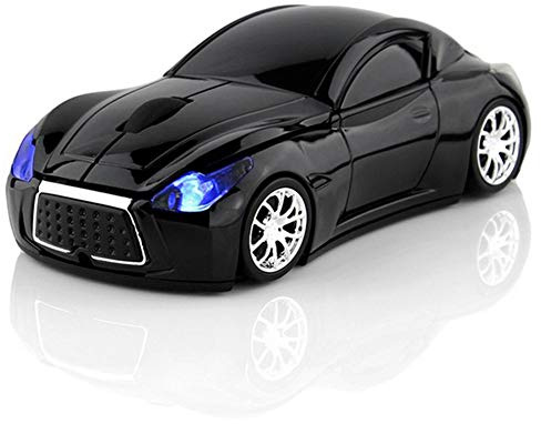 Ai5G Race Car Mouse Wireless Sports Car Shaped Mouse 2.4GHz LED Light Shining Surface Decoration Desktop Laptop Computer Mice Optical (Black)