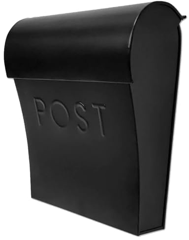 NACH Vicki Style Black Wall Mount Mailbox, Made from Heavy Duty Galvanized Metal, Waterproof & Rust-Resistant, Secure Mails & Package Storage, 12.5 x 11 x 4.5 Inches