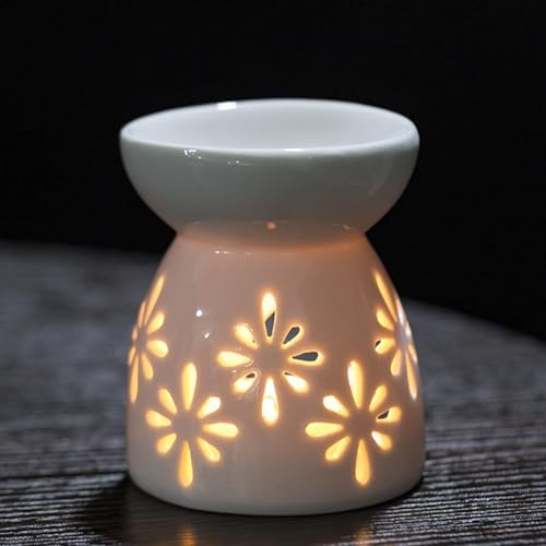 XFLYP Keramik Duftlampe Für Wachs, Mini Teelichthalter Öl Brenner Für Duftwachs-Ätherische Öle, Aromabrenner für Duftöl mit der Candle Löffel Aroma Diffuser