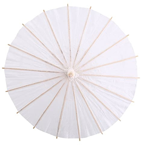 Bröllopspapperparaply, japanskt paraply, dekorativt vitt färgpappersparaply, för bröllopsdekoration, foto, cosplay rekvisita(40cm)