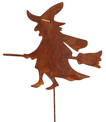Rostikal Strega decorativa da giardino, 16 x 19 cm, in metallo, decorazione da giardino, spina strega