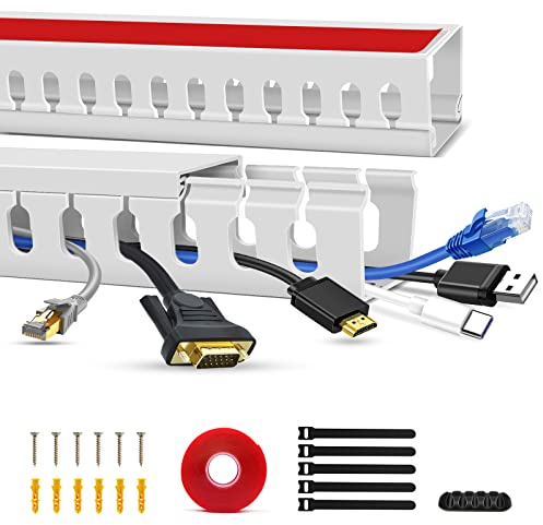 Kit de Canal de Cable para Raceway, Canal Abierto para Cable de TV, Cable Corrector de Cables, túnel de gestión de Cables Debajo del Escritorio(40cm*2)