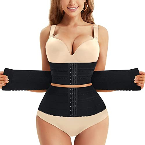 Gotoly Korsett Damen Waist Trainer Cincher Korsage Tailenmieder Bauchweg Taillenformer Body Shaper Corsage Bauchweggürtel (Schwarz, XXL)