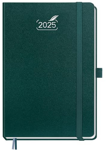 BEZEND Kalender 2025 Buchkalender A5 auf Deutsch. Hardcover Terminplaner & Wochenkalender von Jan - Dez 25, 14,8 x 21,5 cm Planer 2025 Terminkalender mit Platz für Notizen, 120 g/m² Papier, Dunkelgrün
