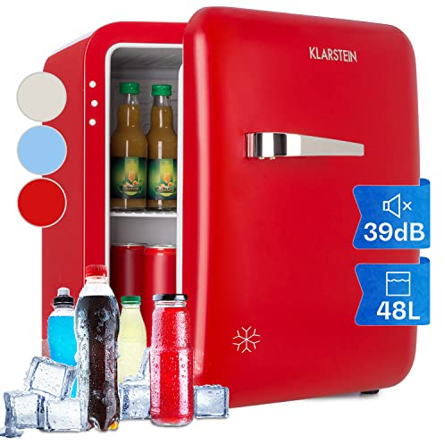 Klarstein Mini Frigo de Chambre de 48L pour Snacks et Boissons, Petit Frigo Top Silencieux, Mini Bar, Petit Réfrigérateur Camping, Mini Frigo Cosmetique, Refrigerateur avec Étagères Réglables, 0-10°C