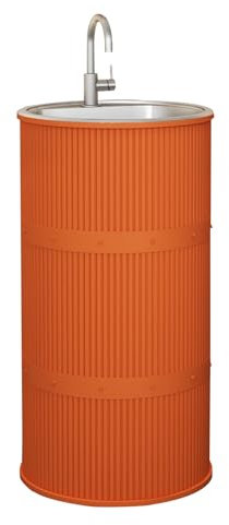 Fregadero De Pedestal Independiente, Fregadero De Pedestal De Una Pieza, Lavabo Del Cuarto De Baño Del Pedestal, Lavabo De Estilo Industrial Para Baño Escuela Al Aire Libre(Orange,B-83x41cm)
