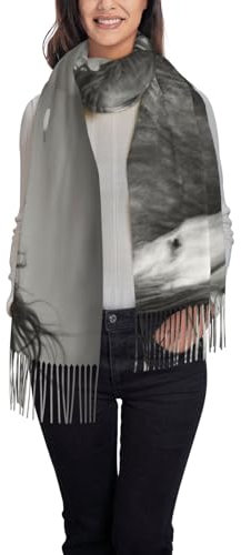Poadnly Pferde, Großer weicher Kaschmir-Schal, Wickelschal, Fransenschal, leichte Stola, 197 x 72 cm
