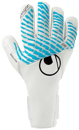 uhlsport Football Goalkeeper Gloves Catch Machine Cybertec Absolutgrip HN Goalkeeper Gloves with Excellent Grip and Neoprene Material, White/Cyber-Blue/Black