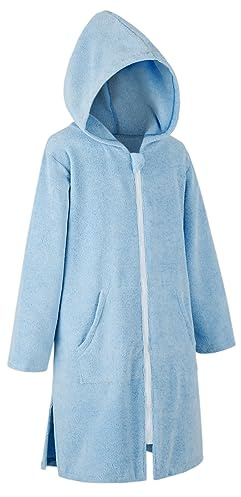 DiaryLook Kids Hooded Beach Towel Robe Teen Poncho Towel Swim Cover Up with Zip Quick Dry Changing Robe Surf Poncho Bathrobe Boys & Girls