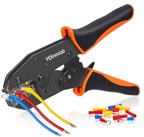 Crimping Tool for Non-Insulated Terminal Professional Ratcheting Crimper Precision AWG 22-10 (0.5-6mm²) Wire Crimper Tool Comfort Grip Handles & Quick-Release Lever
