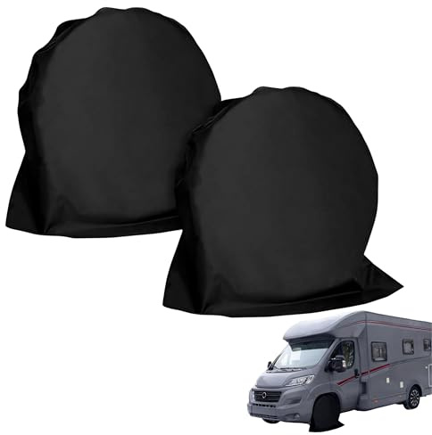 2 Pack Universal Caravan Wheel Covers, Heavy Duty Waterproof Wheel Covers for 27-29 Inch Tires, Caravan, Motorhome, RV, Truck, SUV, Car - Black