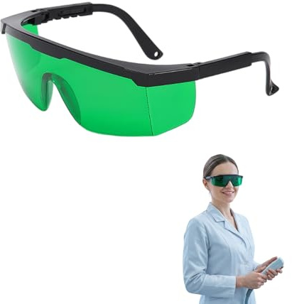Gafas de protección láser 190–2000 nm para HPL/IPL y depilación láser , OD1+ a OD3+, 35% VLT – protección UV para belleza, estética, bricolaje, trabajo y laboratorio, diseño ligero y cómodo – Verde
