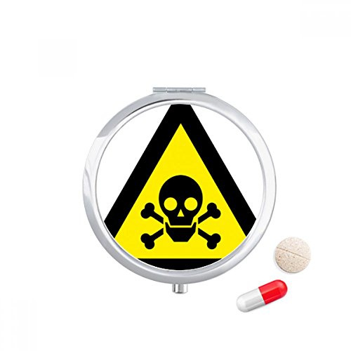 DIYthinker Warning Symbol Yellow Black Poisoning Triangle Travel Pocket Pill case Medicine Drug Storage Box Dispenser Mirror Gift