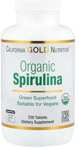 California Gold Nutrition Certified Organic Spirulina, USP Verified, USDA Organic, Non-GMO, 500 mg, 720 Vegetarian Tablets