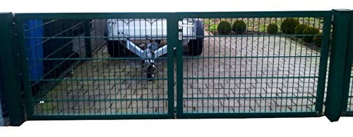 Doppelflügeltor Einfahrtstor Gartentor Matten-Tor Hoftor Grün 500cm x 143cm inkl. Pfosten