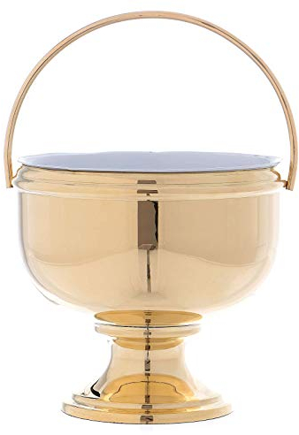 Holyart Weihwasserkessel vergoldeten Messing mit ausziehbaren Innenseite