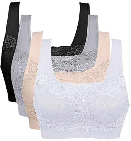 Vertvie dam stretch-bh utan byglar, push-up, yoga, sport bh, toppset för träning, stoppning, 3-pack