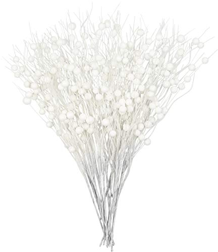 20 Branches Décoratives Blanches de Noël Artificielles - 45 cm - Avec Branches Scintillantes - Pour Décoration de Noël, Vase à la Maison, Mariage, Fête