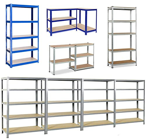 Rigogo Estantería para Cargas Pesadas, 200x100x50cm, estantería de Metal, estantería Ajustable para Taller, fácil instalación, soporta hasta 875 kg, Color Azul