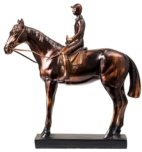Lukitas Horse Rider Statues and Sculptures, Racing Figurine Home Decor, Equestrian Gift for Horse Lovers, Horseback Riding Ornament, Resin 10.5''