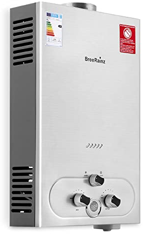 20LPM Gas Durchlauferhitzer, 40KW Propangas Durchlauferhitzer mit Super Niedrigem 0,1 bar Startwasserdruck, Betrieben mit LPG für Dusche & Täglichen Gebrauch