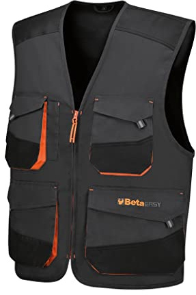BETA 7867G XXL - Gilet de travail léger en T/C sergé, 65% polyester et 35% coton, avec poches poitrine, poche porte-stylo, insert porte-badge, poches à la taille et inserts anti-abrasion - Gris, gris,
