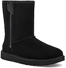 UGG Women's Classic Short Bailey Zip Boot, Black, 3 UK