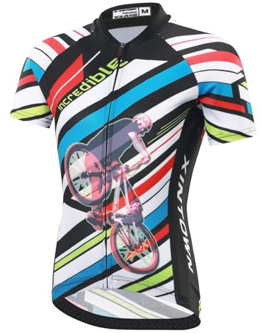 SXSHUN - Camiseta de ciclismo para niños y niñas, sudadera transpirable de manga corta + pantalones cortos con cojín de combinación de cislismo, Negro+bicicleta(camiseta), 10-11 Años