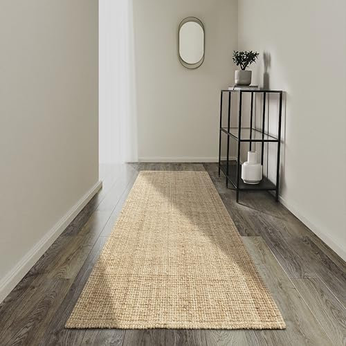 Villeroy & Boch Jute Teppich Rosalie - Natur Wohnzimmerteppich aus 100% Jute - Handgewebt & Natürlich - Boho Teppich Jute für Wohnzimmer, Schlafzimmer, Esszimmer – Natur Gold, 80x200cm