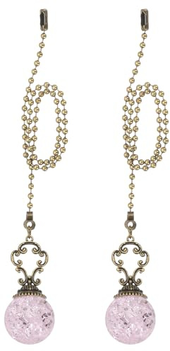 PATIKIL 15 Catena Per Ventilatore A Soffitto 2 Pcs Connettore Per Catena Cristallo Vintage Ornamento Per Ventilatore A Soffitto Estensione Per Lampade Ventilatori A Soffitto, Rosa (Palla)