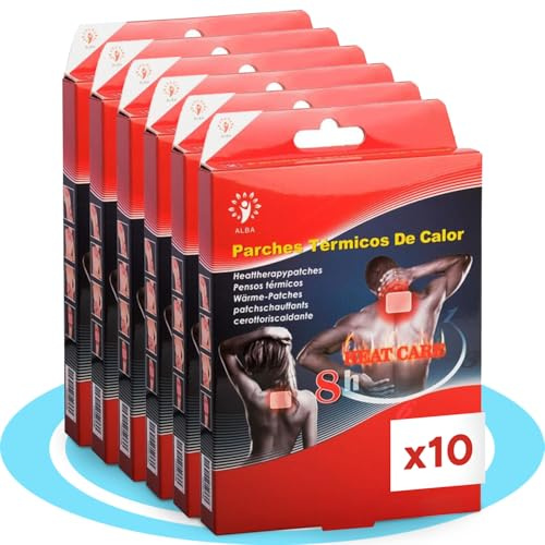 BESTLINE Parches de Calor Adhesivos para la Espalda, Cuello y Hombros, 8h de Duración, 10 Parches, Alivio Dolor Muscular y Articular, 9,5 x 13 cm