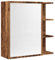 vidaXL Brown Engineered Wood Bathroom Mirror Cabinet - Wall Mounted Storage with Shelves, 62.5x20.5x64 cm