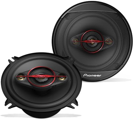 PIONEER TS-501M 4-Way Coaxial Car Audio Speakers (Pair) - 5-1/4 Round, 300 W Max Power, Black and Red