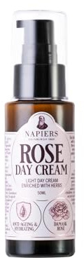 Napiers Rose Day Cream – Hydrating & Anti-Ageing Face Moisturiser with Rosehip & Green Tea – Smooths Wrinkles & Boosts Elasticity – 50ml