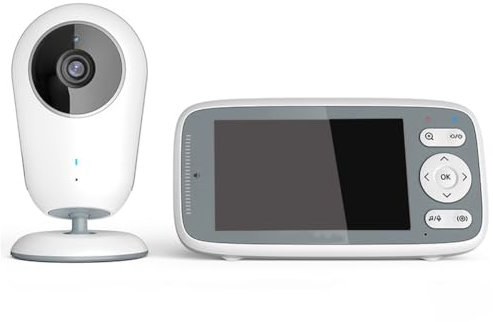 Rfeeuubft 4 Inch Video Baby Monitor Camera 3X Digital Zoom Two Way Audio Auto Night Vision HD Security Camera UK PLUG