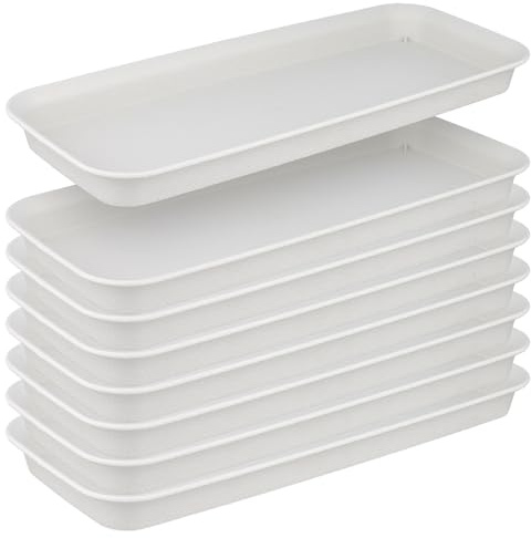 Sinjeun 8 stycken 39,5 x 17 x 3 cm beige vit kvadratiskt blomkruka underlägg, blomkruka underlägg fyrkantig, rektangulära växtunderlägg för inomhus- och utomhusbruk